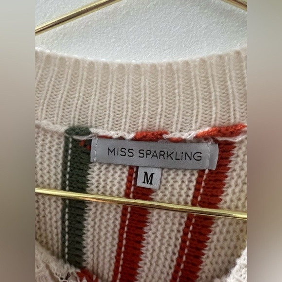 NWOT Miss Sparkling Knit Fringe Crop Top Sweater - Picture 6 of 8